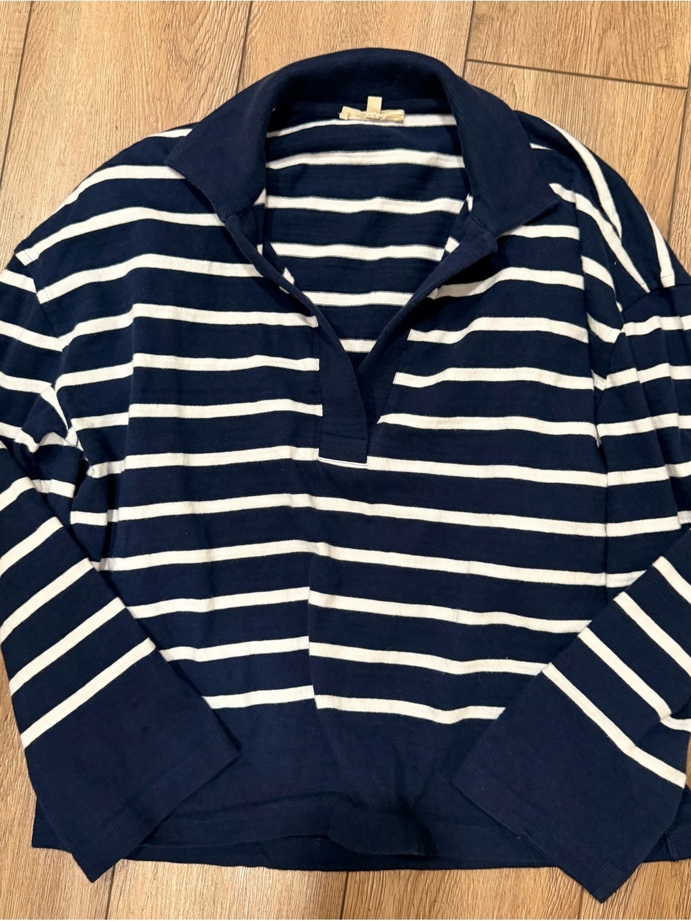Madewell Navy and White Striped Knit Top 0396 - Picture 4 of 6